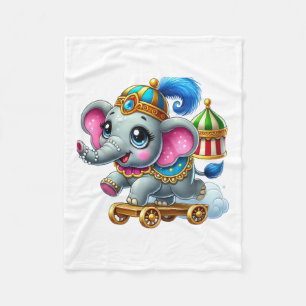 Cute Circus Elephant Sherpa Throw Fleece Blanket