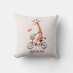 Cute Circus Giraffe on a bike Child's Cushion
