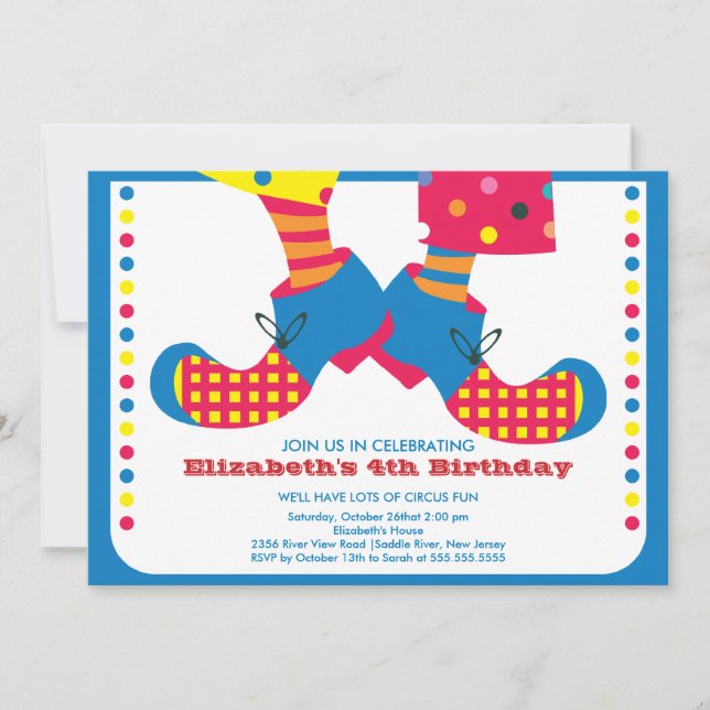 CUTE Circus Kids Birthday Party Invitation (Front)
