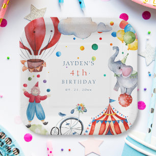 Cute Circus Kids Birthday Party Paper Plate