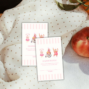 Cute Circus Teddy Bear Diaper Raffle Baby Shower Enclosure Card