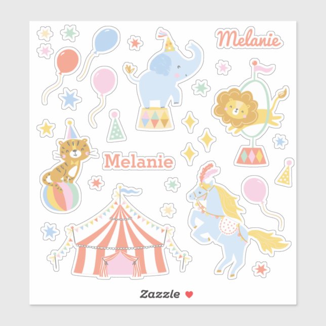 Cute Circus tent, animals and balloons (Sheet)