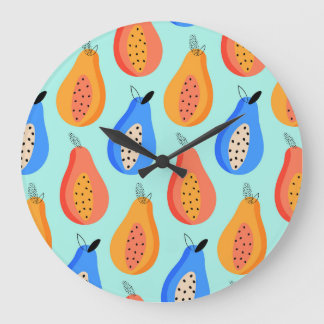 Cute Citrus Fruits Summer Vintage Large Clock