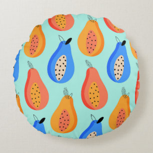 Cute Citrus Fruits Summer Vintage Round Cushion