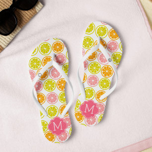 Cute Citrus Pattern Monogrammed Jandals