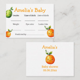 Cute Citrus Shower Predictions Game Card