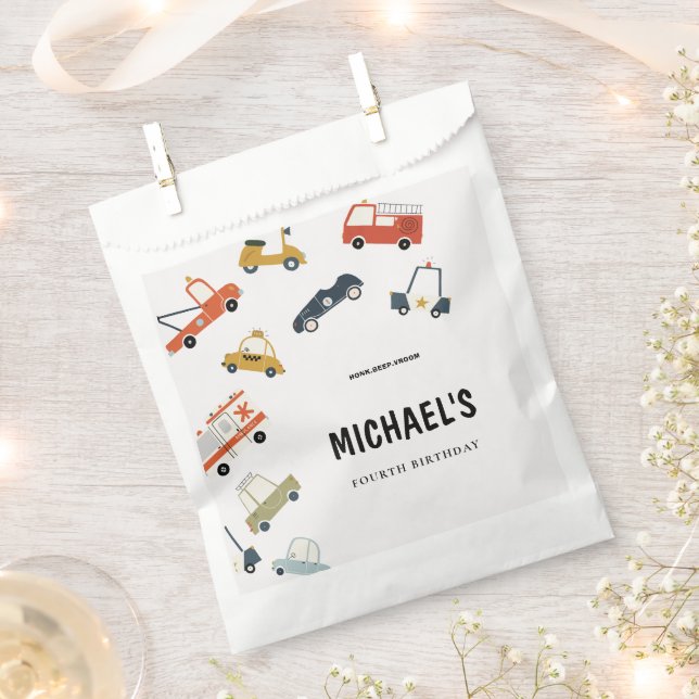 Cute City Cars Birthday  Favour Bags (Clipped)
