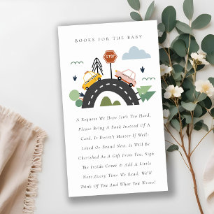 Cute City Urban Vehicle Books For Baby Shower Enclosure Card