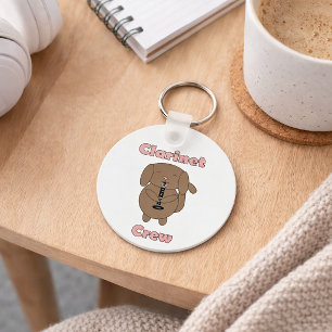 Cute Clarinet Crew Brown Dog Musician Design Key Ring