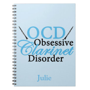 Cute Clarinet Custom Blue Spiral Notebook