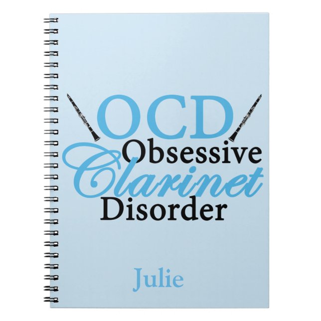 Cute Clarinet Custom Blue Spiral Notebook (Front)