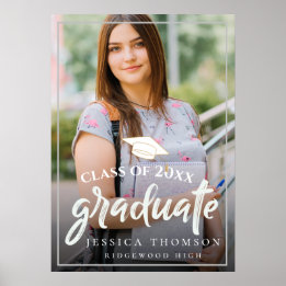 Cute Class Of 2023 Photo Graduation Announcement Poster