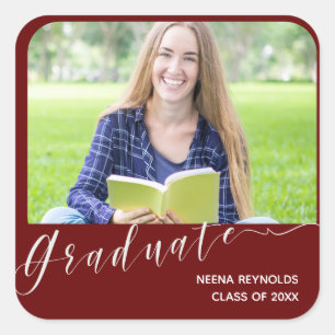 Cute Class of 2026 Graduate Photo Graduation Party Square Sticker