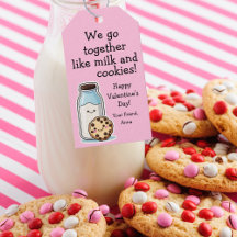 Cute Class Valentine "Milk and Cookies" Treat Tag