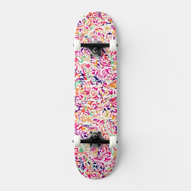 Cute classic colourful flowers pattern All-Over-Pr Skateboard (Front)