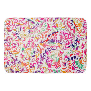 Cute classic colourful flowers pattern bath mat