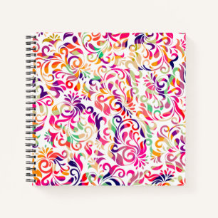 Cute classic colourful flowers pattern notebook
