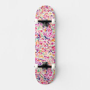 Cute classic colourful flowers pattern skateboard