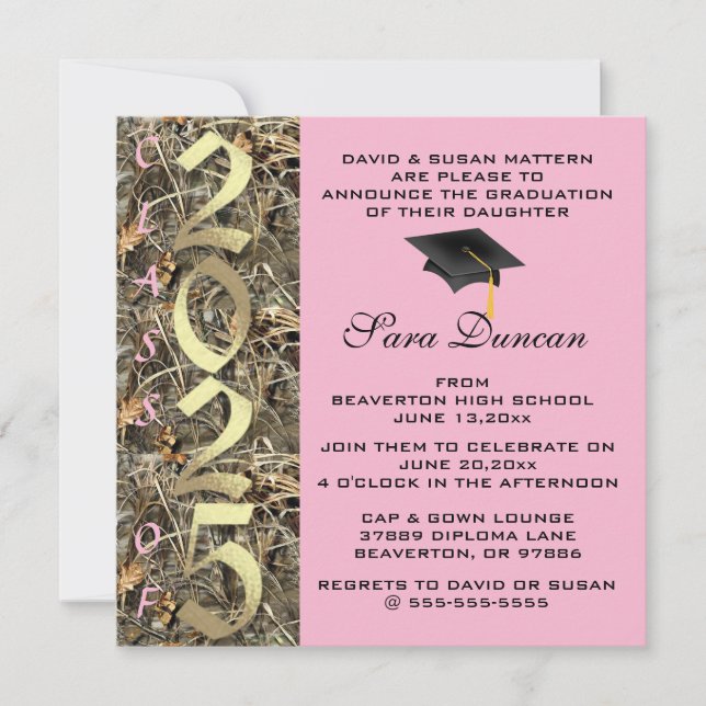 Cute Classic Country Camo 2025 Graduation Invite (Front)