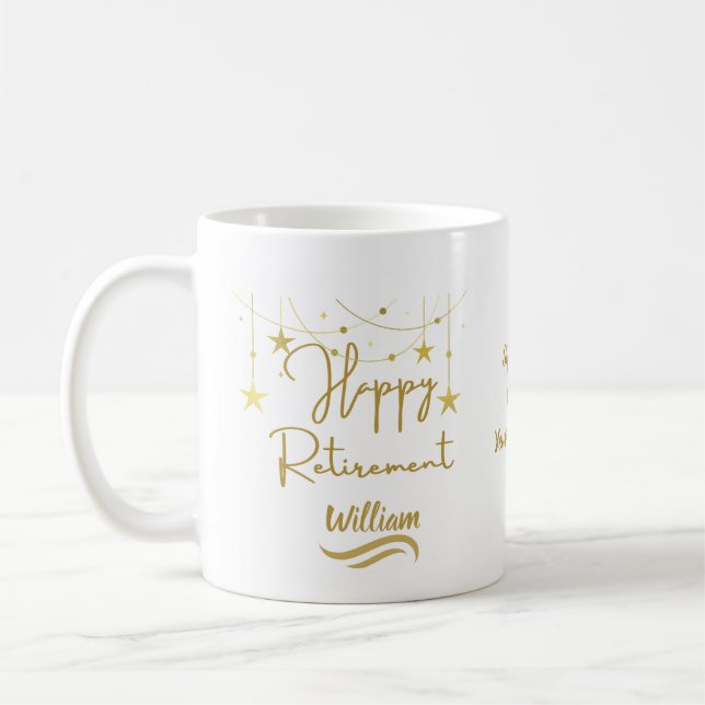 Cute Classic Gold Script Funny Retirement gift  Coffee Mug (Left)