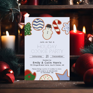 Cute Classic Hand Drawn Christmas Cookie Party Invitation