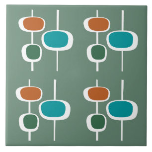 Cute classic pattern beautiful sage green orange tile
