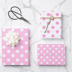 Cute Classic Pink and White Polka Dot Wrapping Paper Sheet