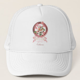 Cute Classic Pink Rococo Girl Roses Bow Shoe Name Trucker Hat