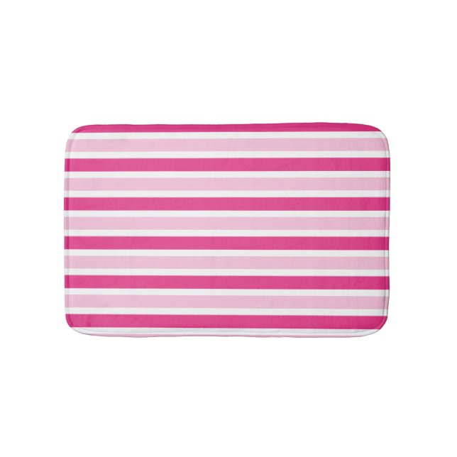Cute Classic Pink & White Stripes  Bath Mat (Front)