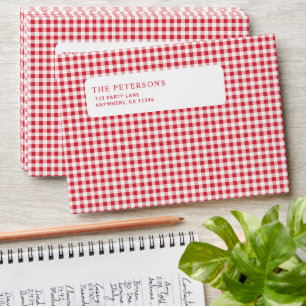 Cute Classic Red Gingham Christmas Envelope