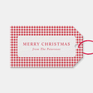 Cute Classic Red Gingham Christmas Gift Tags