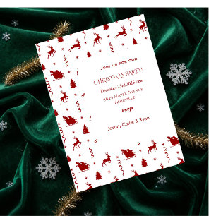 Cute Classic Red Reindeer Christmas Holiday Card