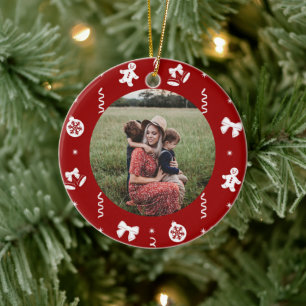 Cute Classic Red & White Christmas Ceramic Tree Decoration