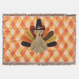 Cute, classic/vintage Thanksgiving Turkey Throw Blanket