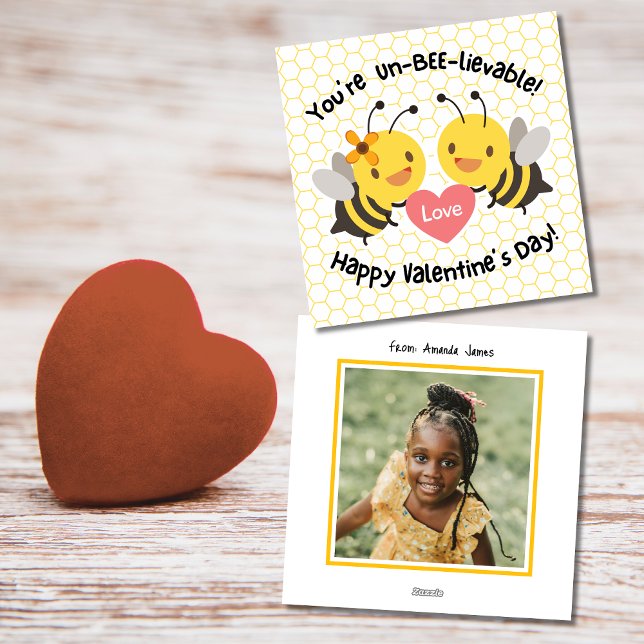 Cute Classroom Bee Photo Valentine's Day Holiday Card (Creator Uploaded)
