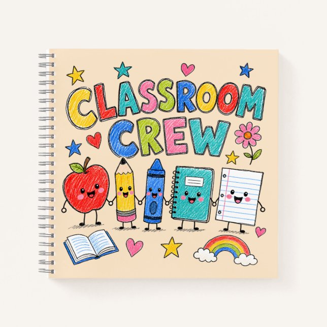 Cute Classroom Crew Teacher Classroom Decor Notebook (Front)