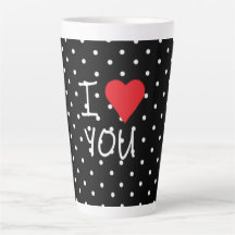 Cute Classy Black White Polka Dot Red Heart Love