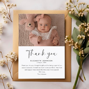 Cute & Classy Script Baby Shower Thank You Photo Card