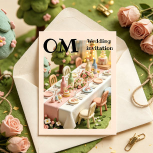 Cute clay miniature style wedding invitation