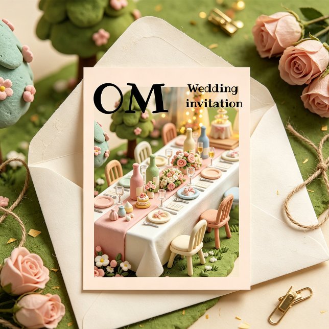 Cute clay miniature style wedding invitation (Creator Uploaded)