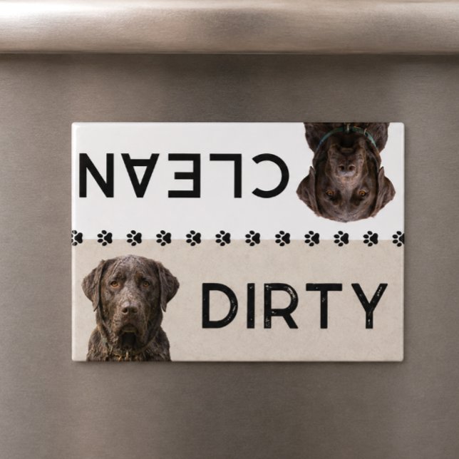 Cute Clean Dirty Chocolate Lab Dishwasher Reminder Magnet (Creator Uploaded)