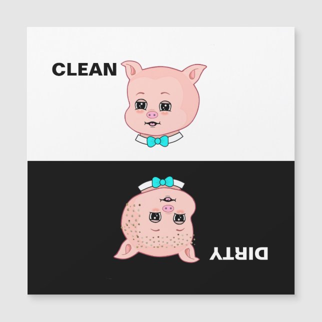 Cute Clean Dirty Pig Cartoon (Front)