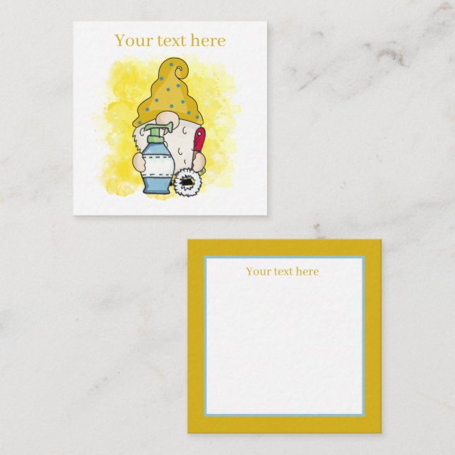 cute cleaning business add text gnome  card (Front/Back)