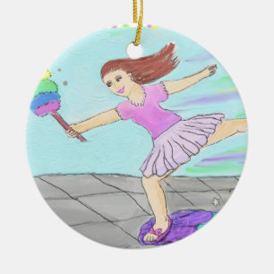 Cute Cleaning Lady Ceramic Tree Decoration