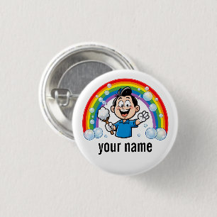 Cute Cleaning Mascot Rainbow Cartoon Design Art 3 Cm Round Badge