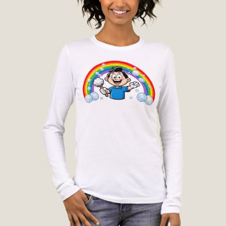 Cute Cleaning Mascot Rainbow Cartoon Design Art Tri-Blend Shirt