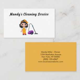 Cute Cleaning Service Maid Vacuum Business Card