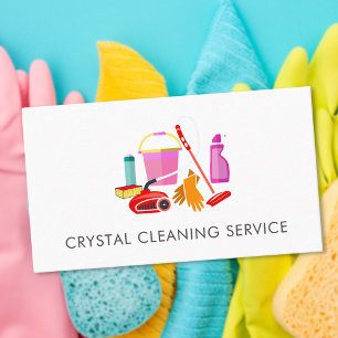 Cute Cleaning Service Supplies Bucket Business Card