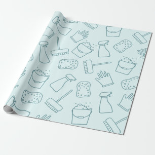 cute cleaning tools pattern wrapping paper