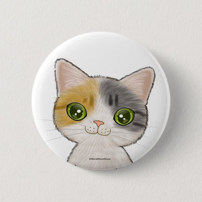 Cute Clico Cat 6 Cm Round Badge (Front)